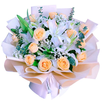 宿州16朵香槟玫瑰2支百合，爱的温暖和幸福