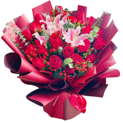 宿州22朵红玫瑰百合，爱的火焰